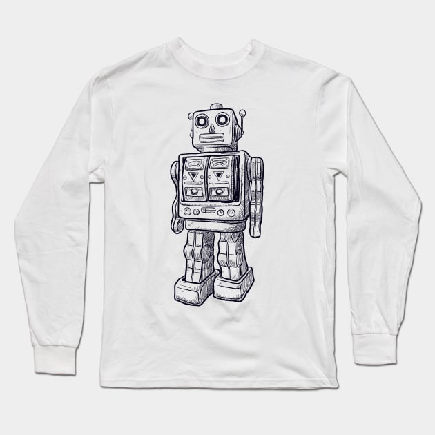 Toy Robot drawing Long Sleeve T-Shirt by Digster